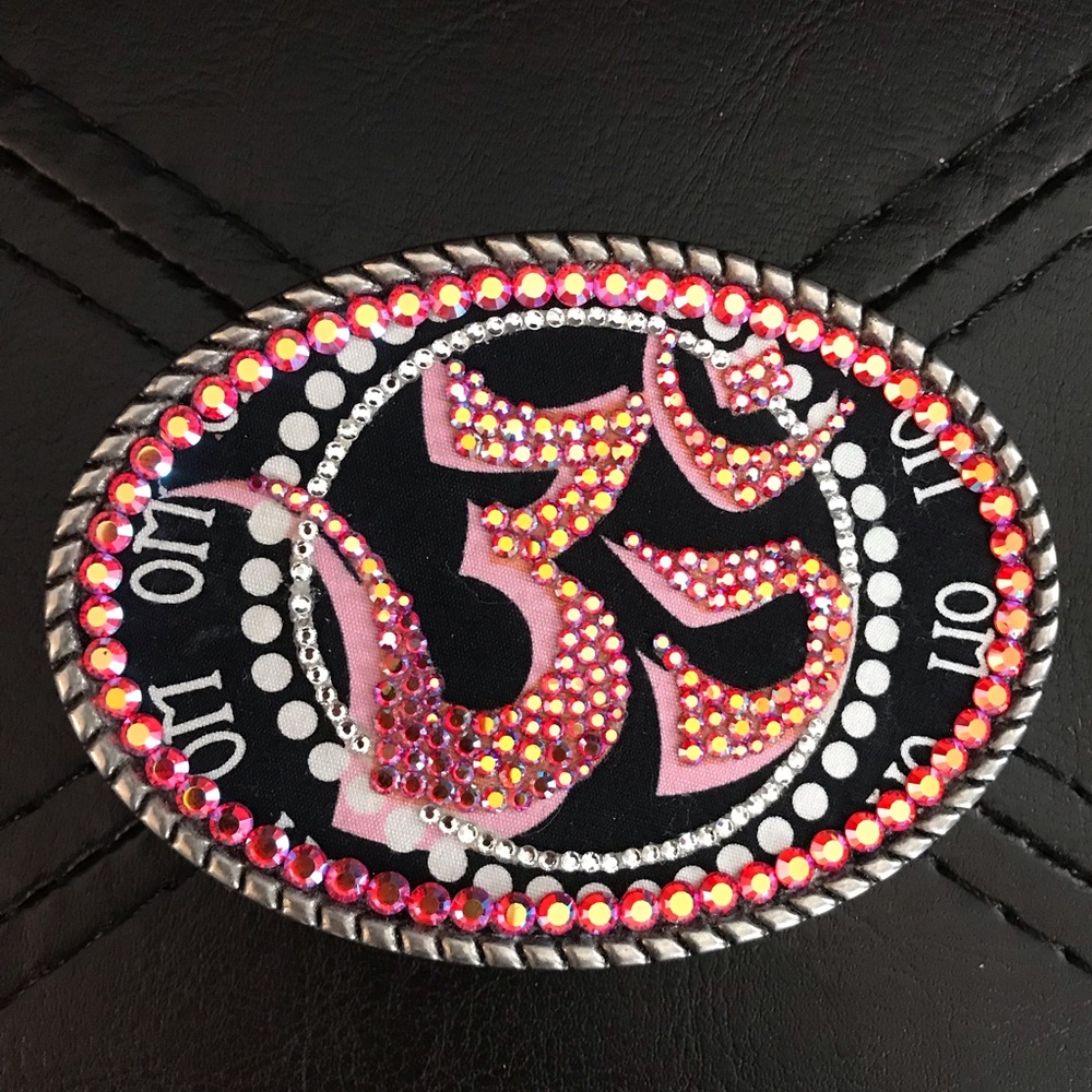 Swarovski Crystal OM Symbol Removable Belt Buckle